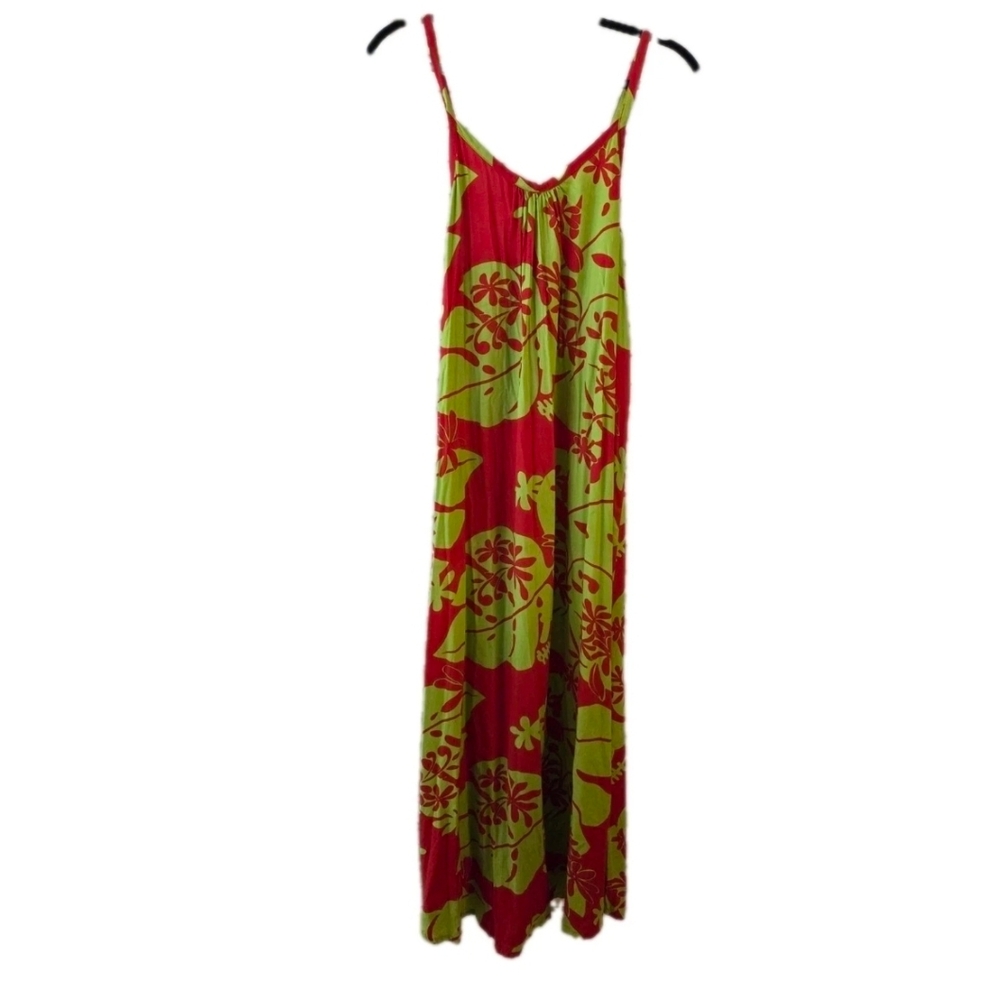 Vintage Tropical Maxi Dress Palm Leaf Design Size Medium